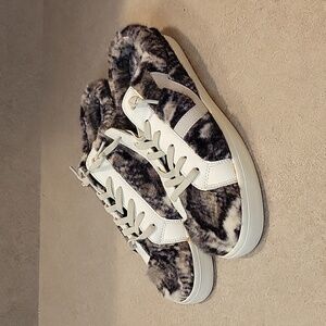 Vintage Havana Slip On Mix Snake Fur Print Low Sneakers Comfort Fuzzy size 1